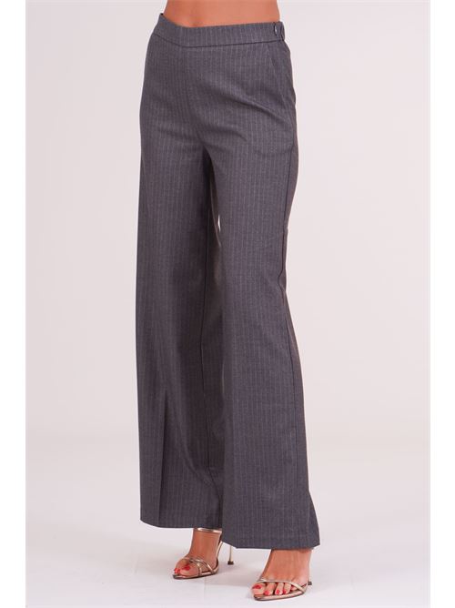 Pantalone palazzo gessato Luckylu Milano | PA80PNGREY
